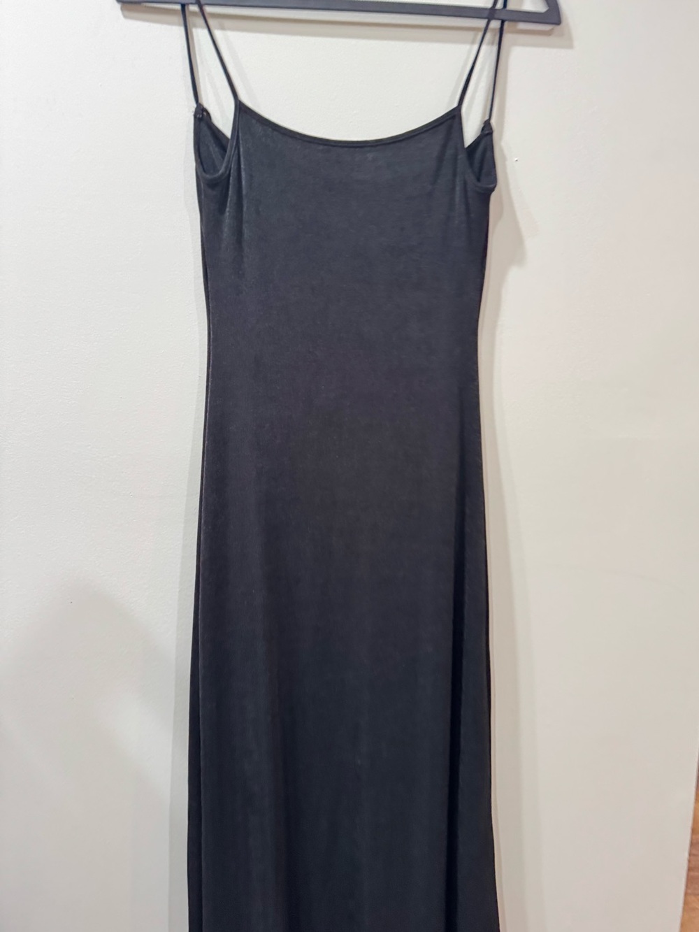 Minimal Black Slip Dress with Spaghetti Straps